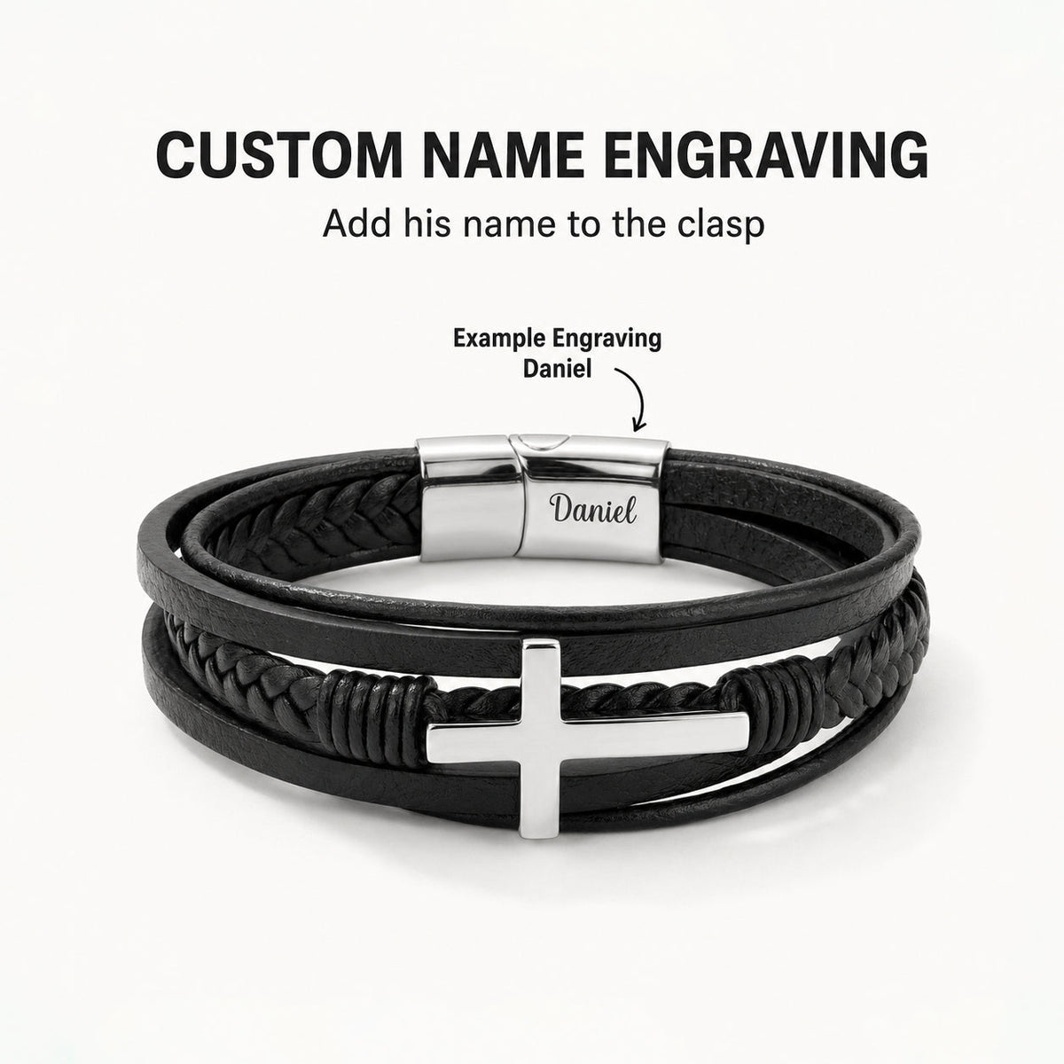 To My Grandson Strength & Faith Cross Bracelet