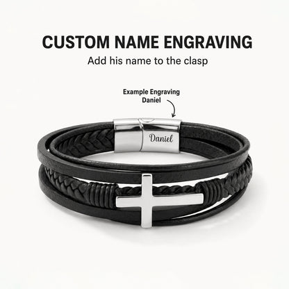 To My Grandson Strength & Faith Cross Bracelet