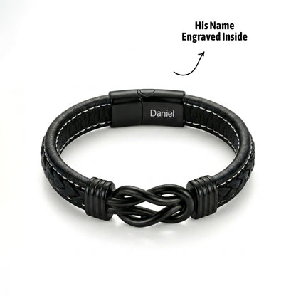 Son’s Personalized Infinity Bracelet Set – Black Edition