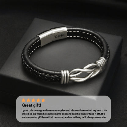 To My Grandson Custom Engraved Infinity Bracelet Set