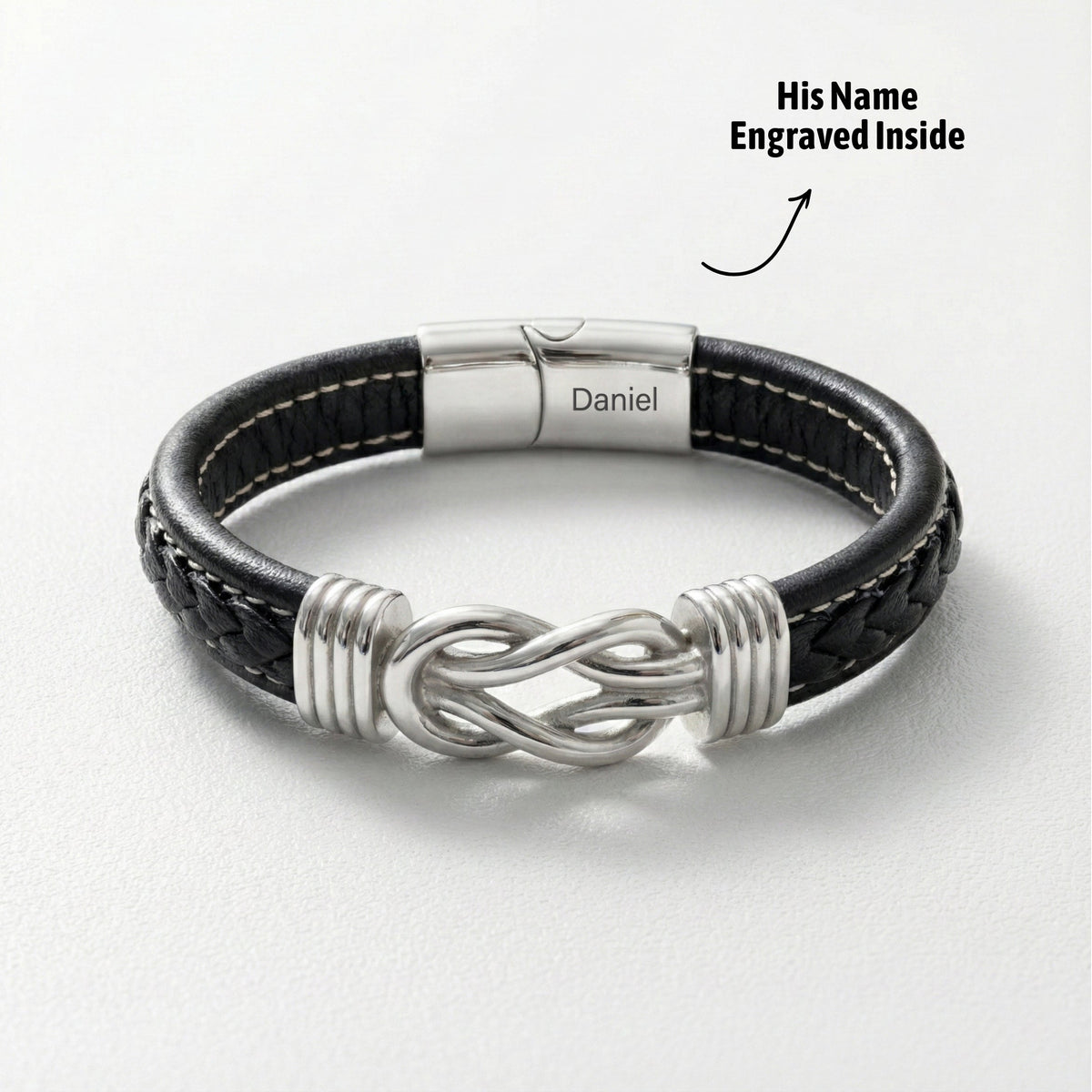 Son's Infinity Bracelet with Custom Engraving