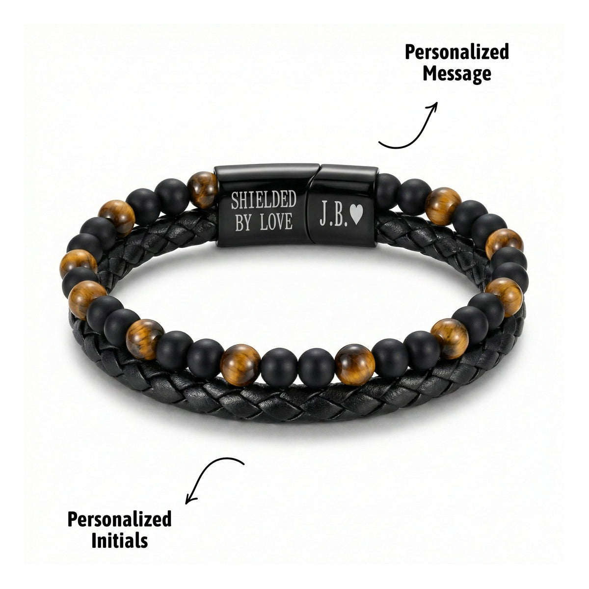 Engraved Tiger Eye Son Bracelet