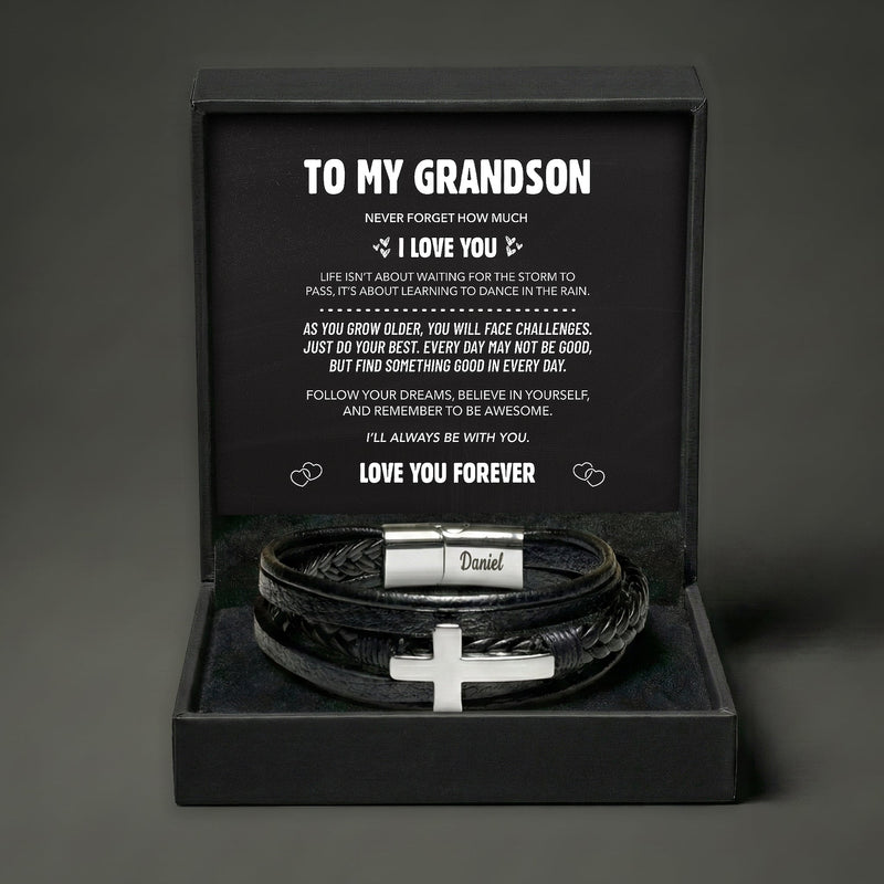 Grandson Guardian Cross Bracelet