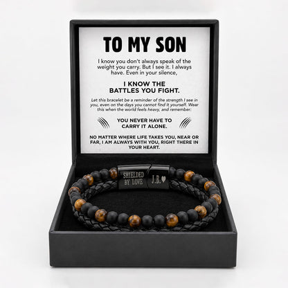 To My Son - Tiger Eye Shield Bracelet