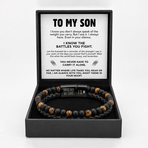 To My Son - Tiger Eye Shield Bracelet
