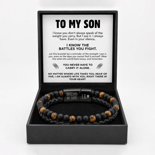 To My Son - Tiger Eye Shield Bracelet