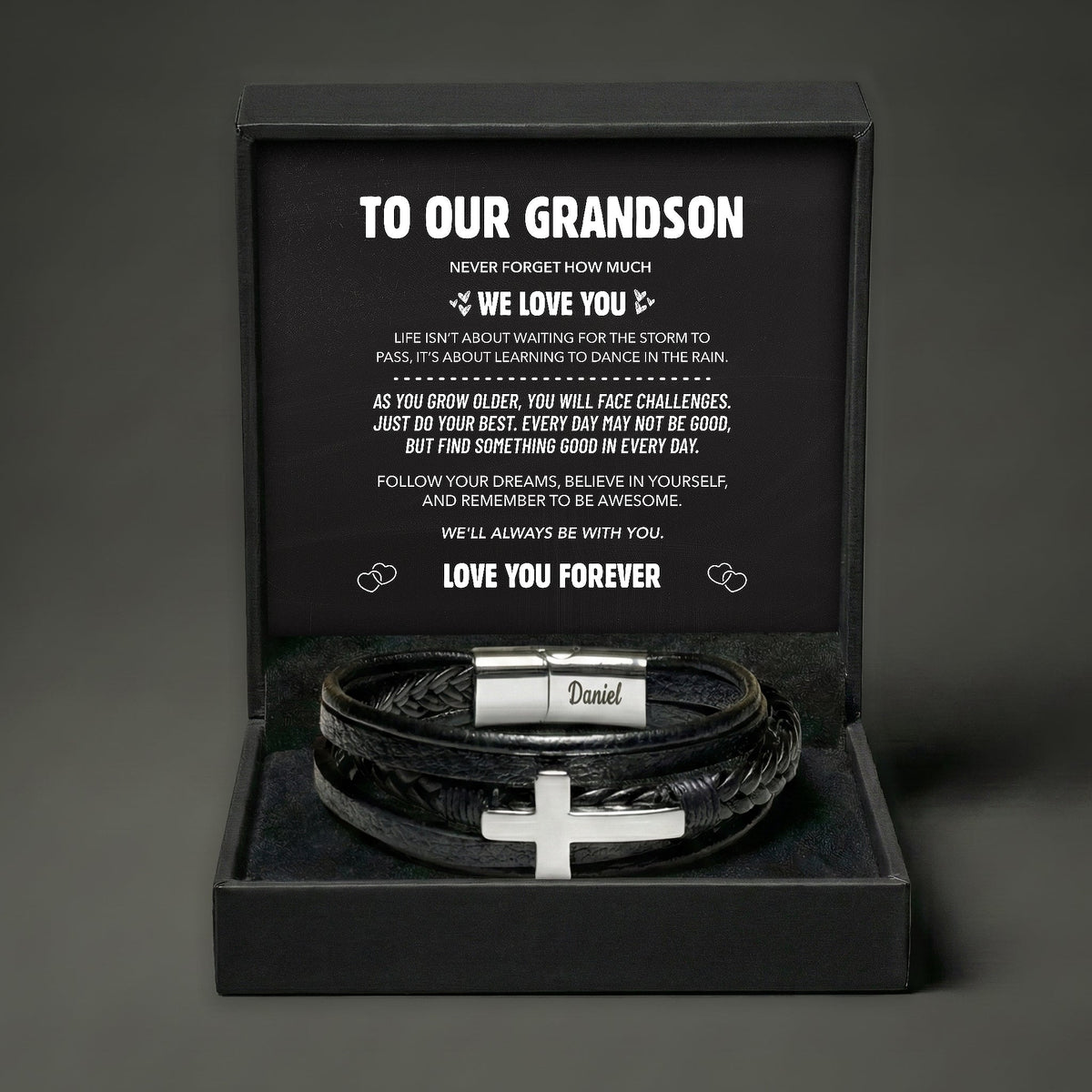 Grandson Guardian Cross Bracelet