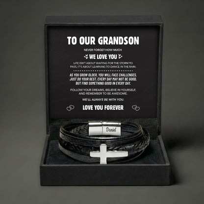 Grandson Guardian Cross Bracelet