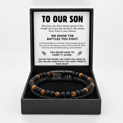 To My Son - Tiger Eye Shield Bracelet