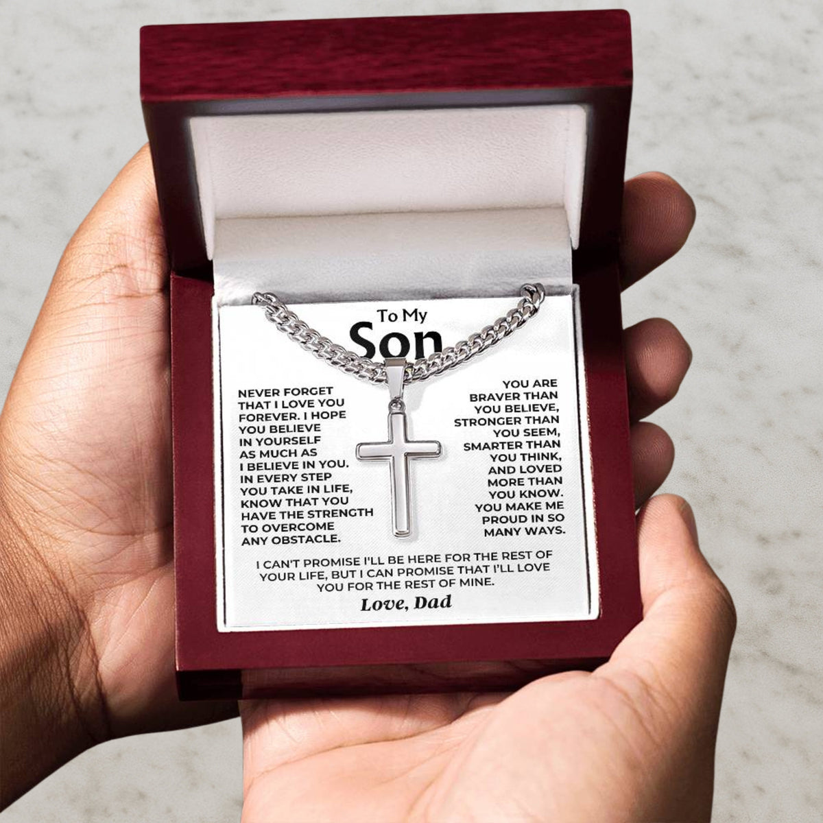 To My Son – Love Dad Artisan Cross Necklace