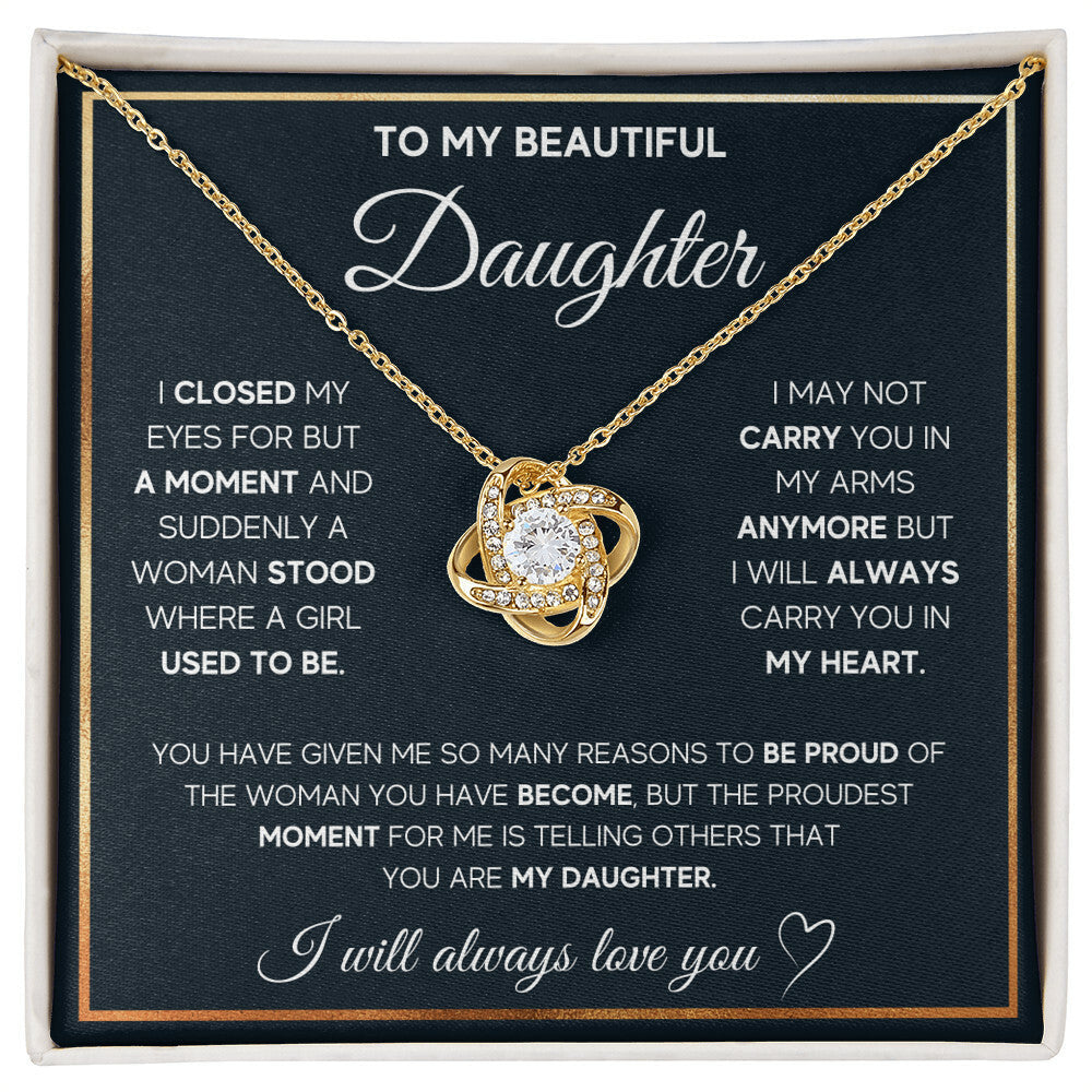 To My Daughter – Forever in My Heart Love Knot Necklace