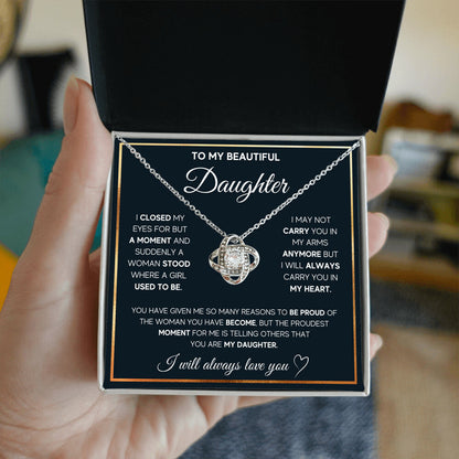 To My Daughter – Forever in My Heart Love Knot Necklace