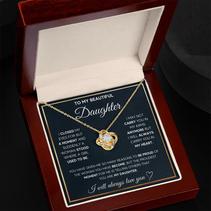 To My Daughter – Forever in My Heart Love Knot Necklace