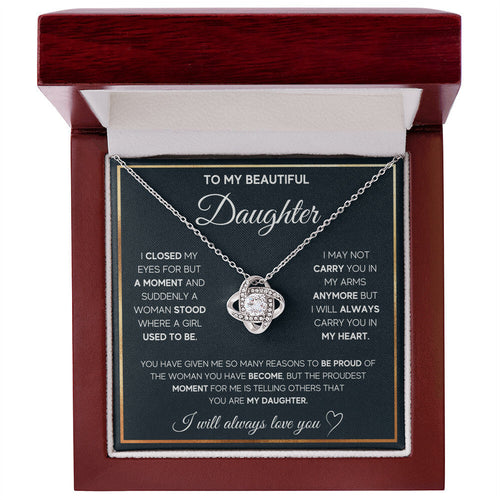 To My Daughter – Forever in My Heart Love Knot Necklace