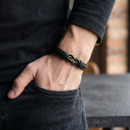 Son’s Personalized Infinity Bracelet Set – Black Edition