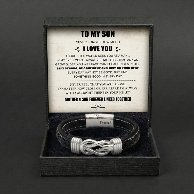 Son's Infinity Bracelet with Custom Engraving