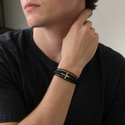 To My Grandson Strength & Faith Cross Bracelet