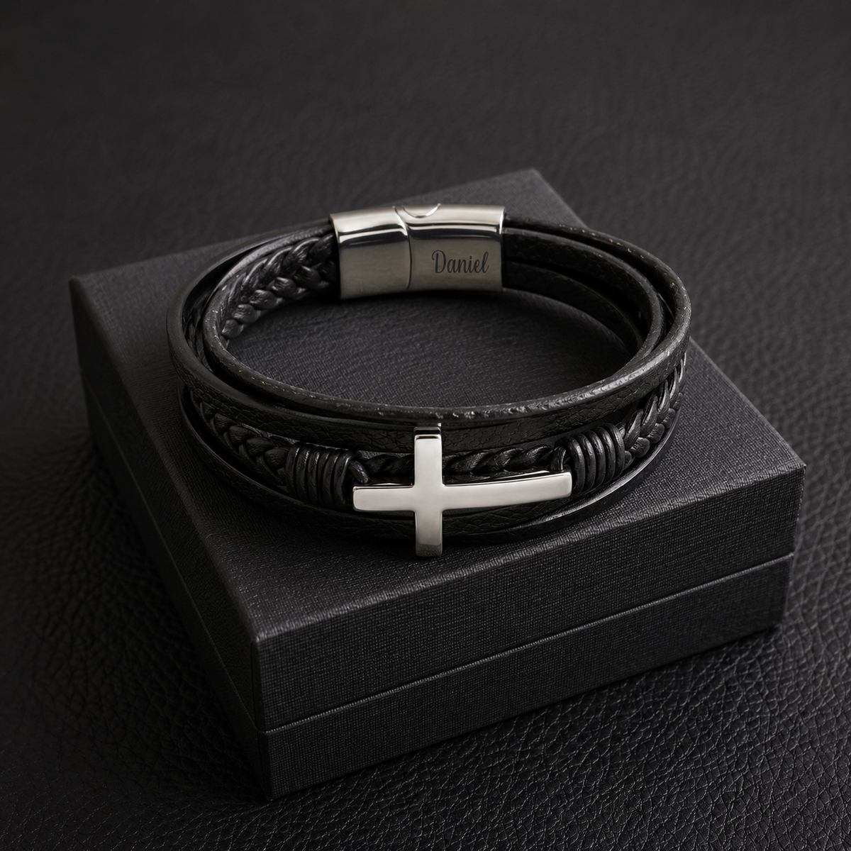 To My Grandson Strength & Faith Cross Bracelet