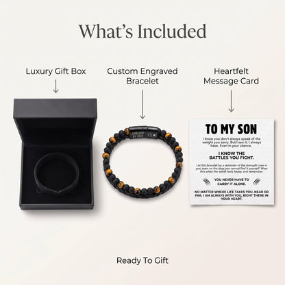 To My Son - Tiger Eye Shield Bracelet