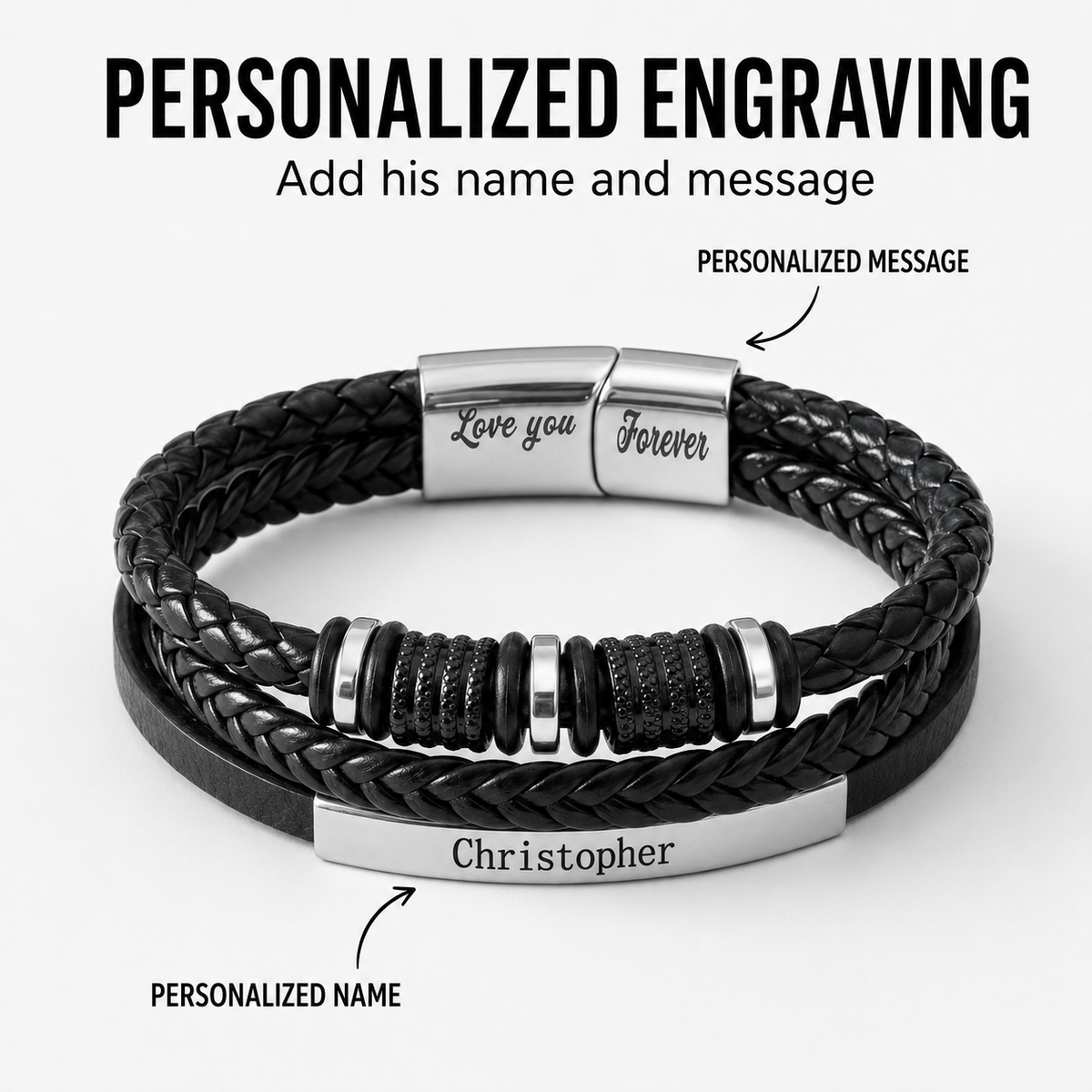 "To My Son" Linked For Life Personalized Bracelet