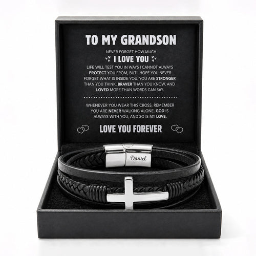 To My Grandson Strength & Faith Cross Bracelet